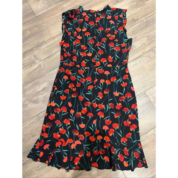 Karl Lagerfeld Black and Red Floral Midi Dress - Picture 7 of 7